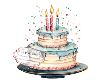 Birthday Cake PNG Clipart Bundle- Digital Download