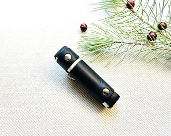 Flask Chapstick Holder, Leather Keychain Personalised, Lip Balm Accessories • Roux