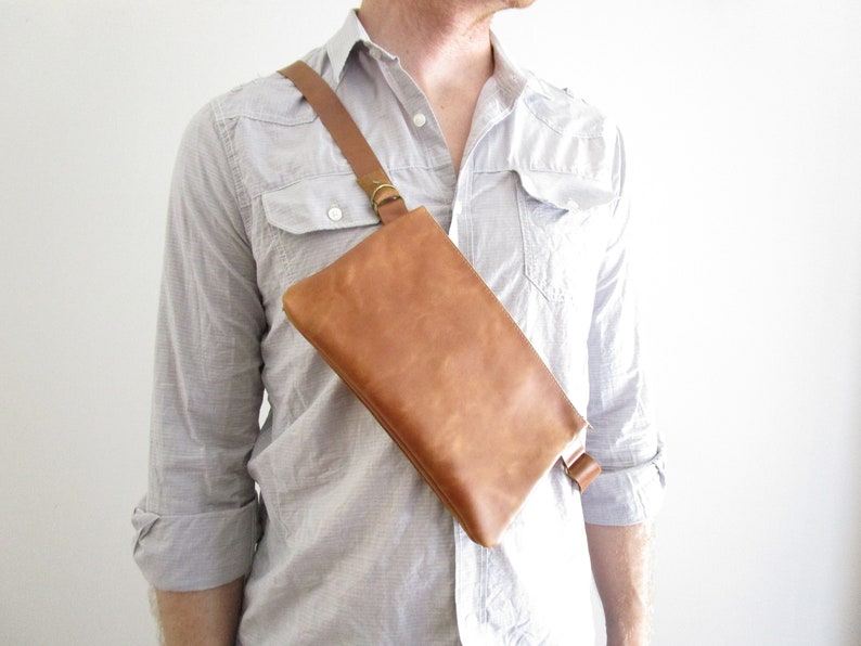 men's small leather sling bag