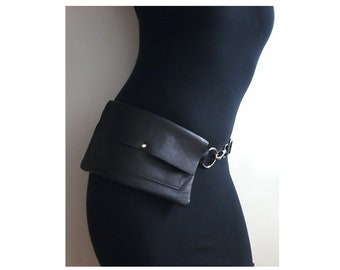 Leather Fanny Pack, Waist Bags Women, Black Belt Bag • Montmartre