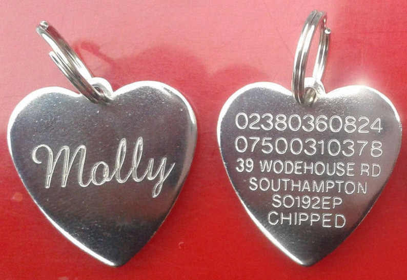 Engraved Pet Tags Heart Shape ID Collar Custom Personalised Etsy