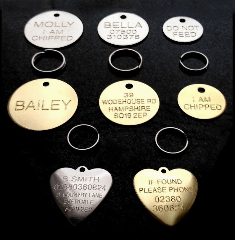 Engraved Pet Tags ID Disc Custom Personalised Gift Tag Cat Dog Etsy UK