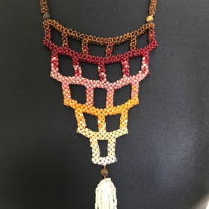 Ombre bead necklace, tassel necklace, ombre jewelry, seed bead necklace, handmade jewelry, unique jewelry, gift for woman