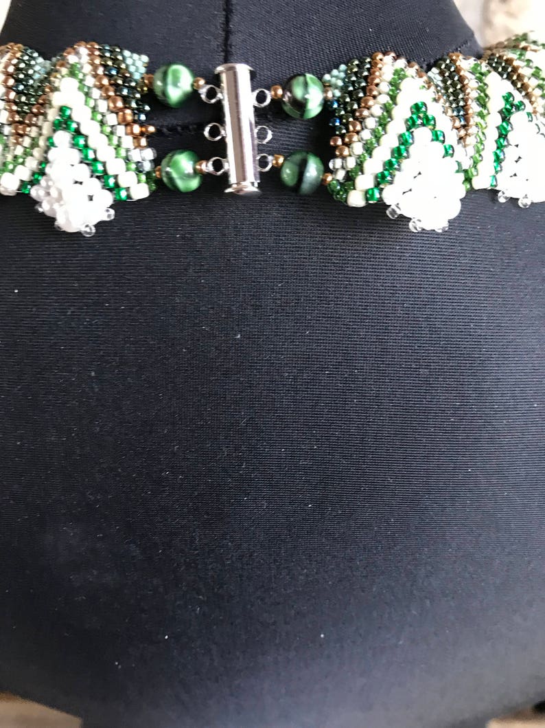 Green Bead Necklace, Tribal Necklace, Aztec Necklace, Seed Bead
