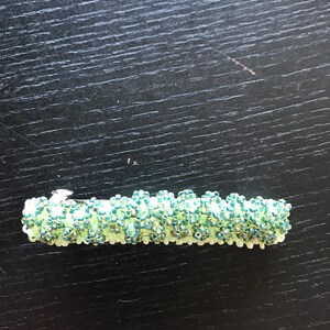 Green seed bead hairclip, beaded hairclip, seed bead jewelry, Toho glass bead