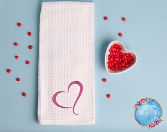 Valentine's Day Kitchen Towel - Swoosh Heart - CUSTOMIZABLE!