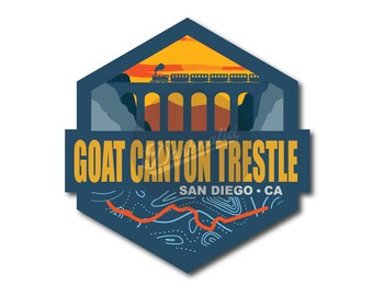 Goat Canyon Trestle California Hiking Travel Badge Sticker - Overland Cooler Laptop Window Vinyl Sticker - Matte Finish