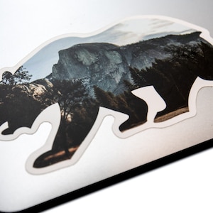 Half Dome Yosemite Valley Cali Bear _ Vinyl STICKER for laptop journal or car