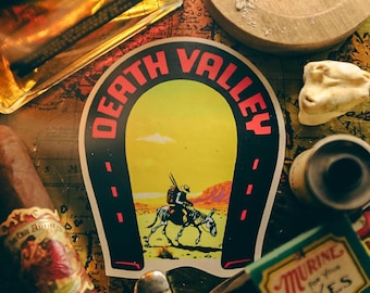 Vintage 1950'S Style Death Valley California Ca National Park Retro Travel Decal Sticker State Map - Matte Finish