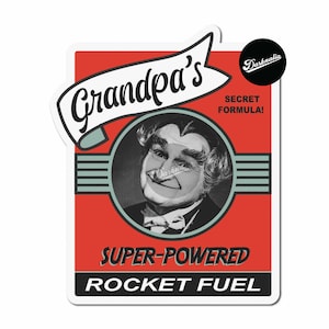 Darknalia | Grandpa&#39;s Rocket Fuel Vintage Style Hot Rod Classic Car Sticker | Vinyl Sticker | Luggage Label | Sam Dracula Vampire Edition