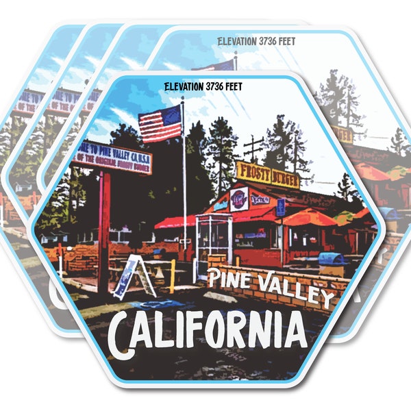 Darknalia Pine Valley California Iconic Frosty Burger Vinyl Souvenir Sticker - Waterproof - 4" x 3.5"