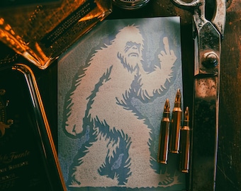 Bigfoot Middle Finger Silhouette Car Decal – Funny Sasquatch Sticker for Vehicle or Window
