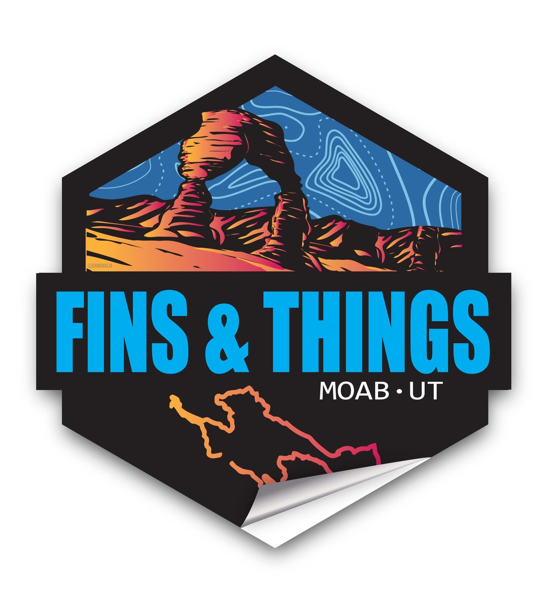 Fins and Things Moab Utah 4x4 Trail Sticker 3 Waterproof UV Protected