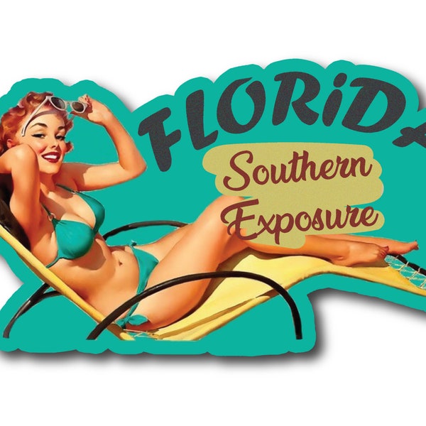Florida Pinup Girl Southern Exposure Vintage Style Travel Decal Sticker