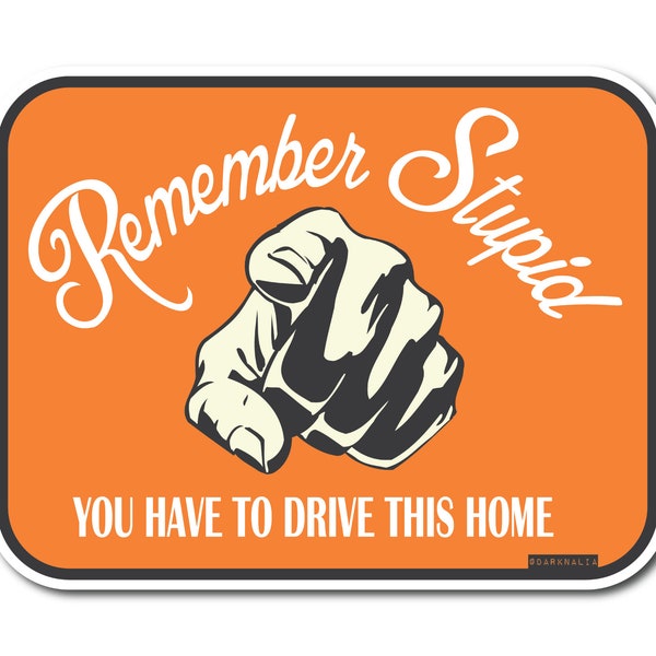 Remember Stupid You Have to Drive This Home Sticker