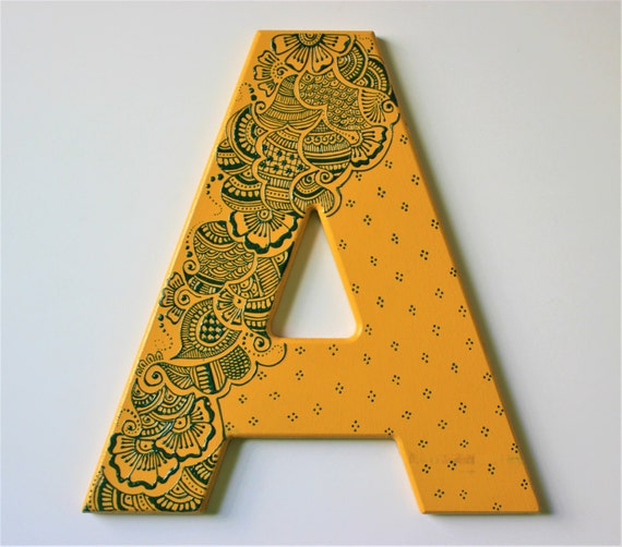 wood letter a bohemian design alphabet letter etsy wooden letters design