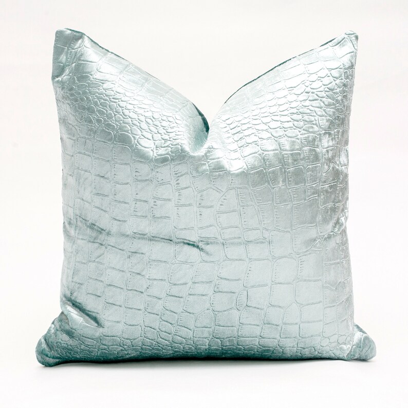 Duck Egg Blue Metallic Velvet Pillow Cover Etsy