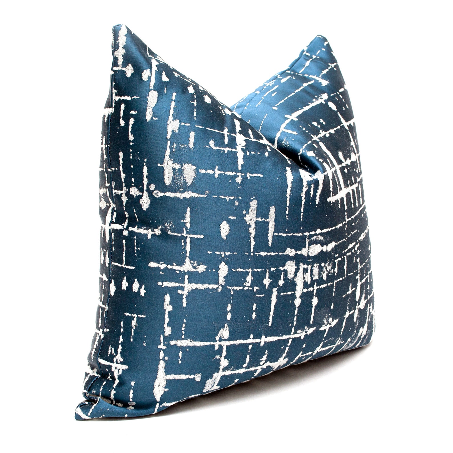 Navy Abstract Satin Jacquards Pillow Cover Etsy