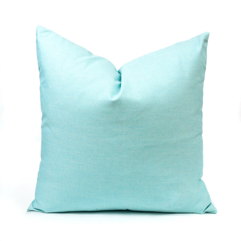 Sunbrella Light Blue Solid Outdoor/indoor Pillow Cover Etsy
