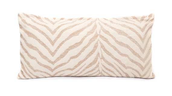 Cream Zebra Print Lumbar Pillow Cover Decorative Pillow 12 X Etsy