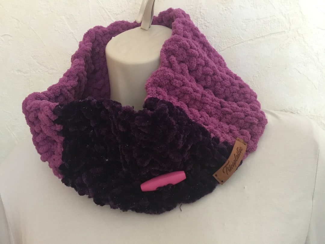 Snood en laine chenille violet