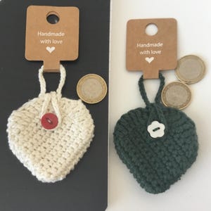 Porte-monnaie Fantaisie En Laine Fait Main - Fermoir Cœur, Coloris Au Choix