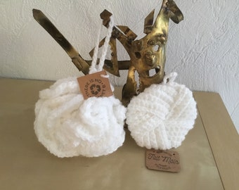 Shower flower, sponge/set or piece/baby gift/crocheted in wool/Handmade