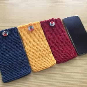 Telefoonhoesjes/zakken, handgehaakte smartphonesokken van Basic OEKO tex katoen