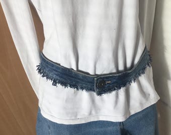 Upcycled Boho Denim Pocket Belt, DIY Jean Belt, Hippie Chic  display picture 1