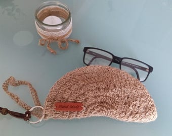 Zero-waste jute glasses pouch / protective cover for prescription and sunglasses / hand-crocheted