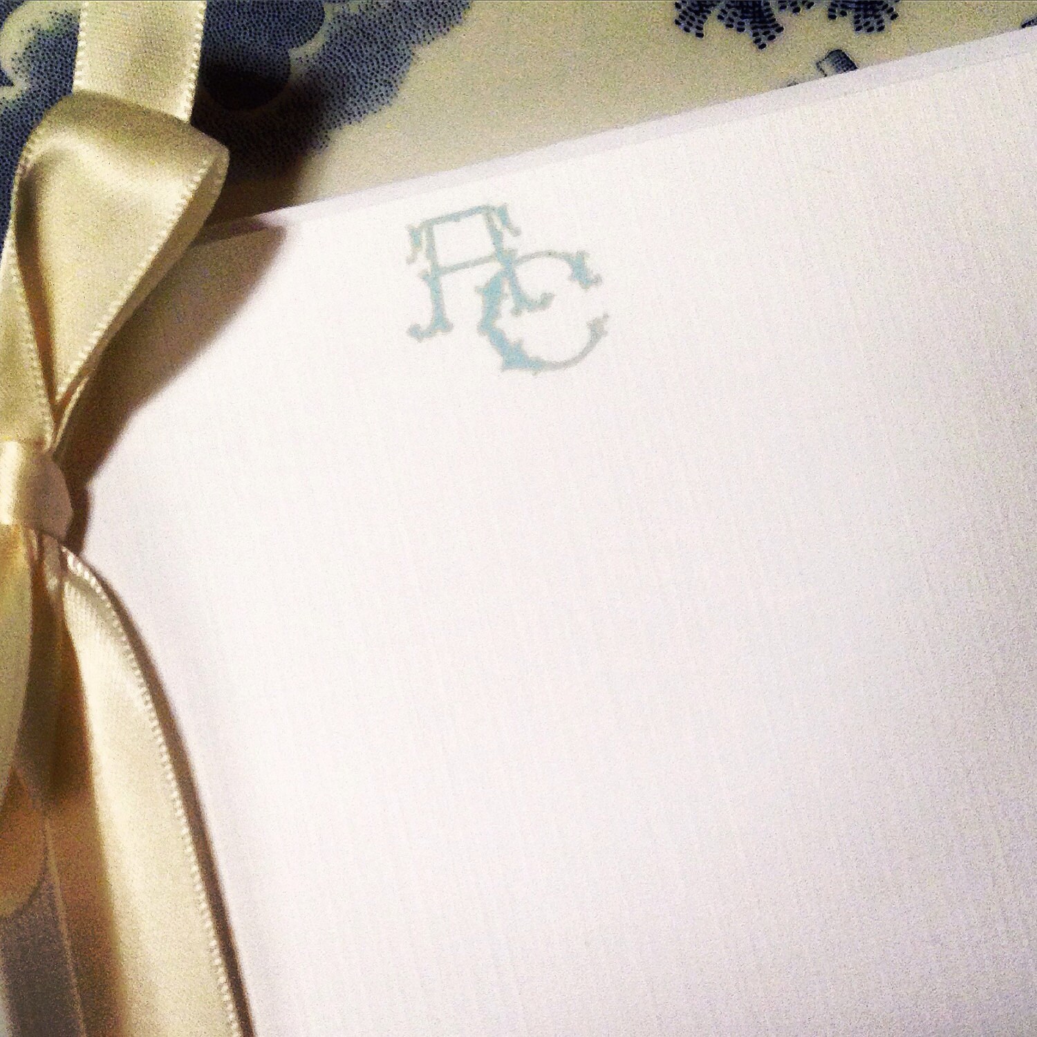 Monogrammed White Linen Stationery Set of 4x6 or 5x7 Flat Etsy