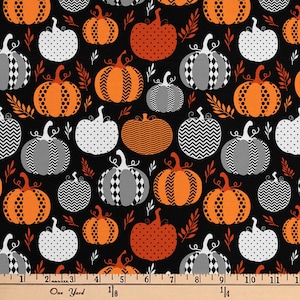 Tela de calabaza de Halloween: Material para manualidades 100 % algodón