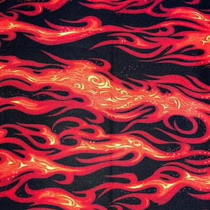 Flames in Red, Orange, Yellow and Black 100% Cotton