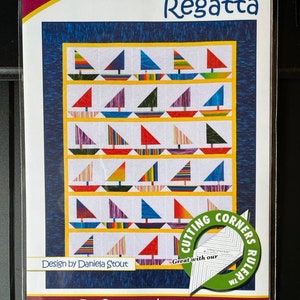 Regatta Sailboat Quilt Pattern, Cozy Quilt Designs by Daniela Stout.  A Fat Quarter Sailboat Quilt Pattern, Fun Quilt Pattern.