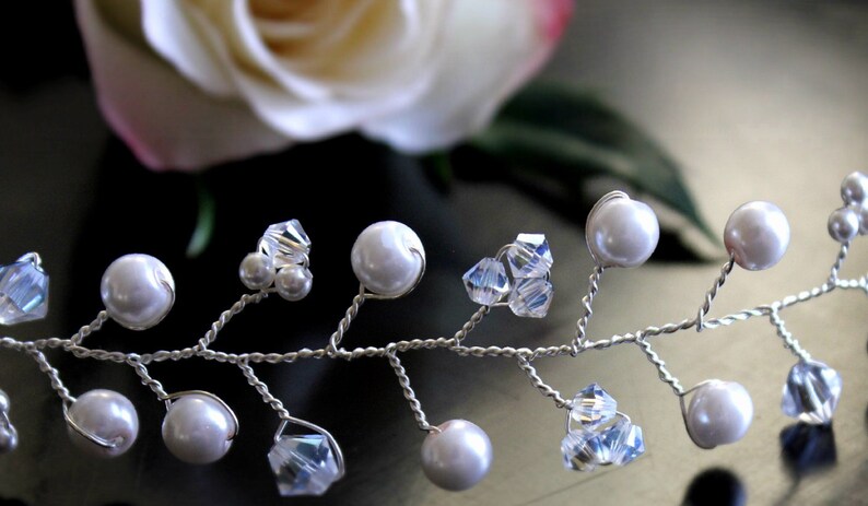 Bridal Hair Vine Wedding Hair Piece Pearl Headband Wedding Bridal Hair Jewelry Crystal Hair Wreath