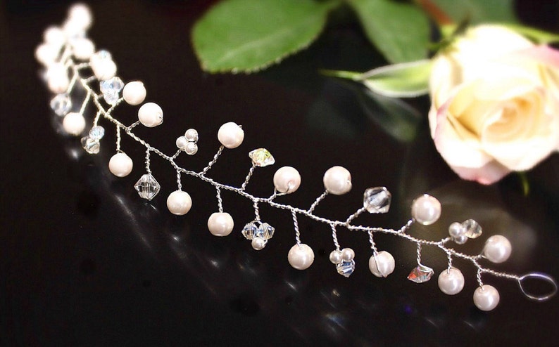 Bridal Hair Vine Wedding Hair Piece Pearl Headband Wedding Bridal Hair Jewelry Crystal Hair Wreath