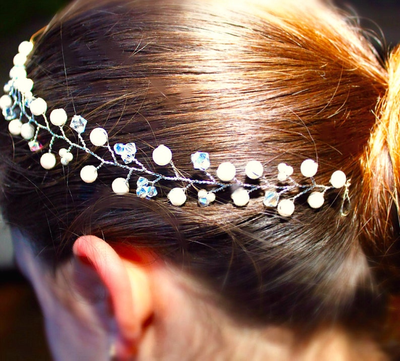 Bridal Hair Vine Wedding Hair Piece Pearl Headband Wedding Bridal Hair Jewelry Crystal Hair Wreath