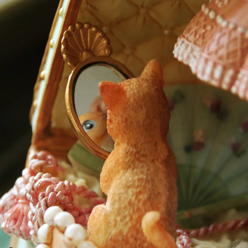 Vintage Music Box Cat Kitten Theme 6 Cats Resin Jewel Box Etsy