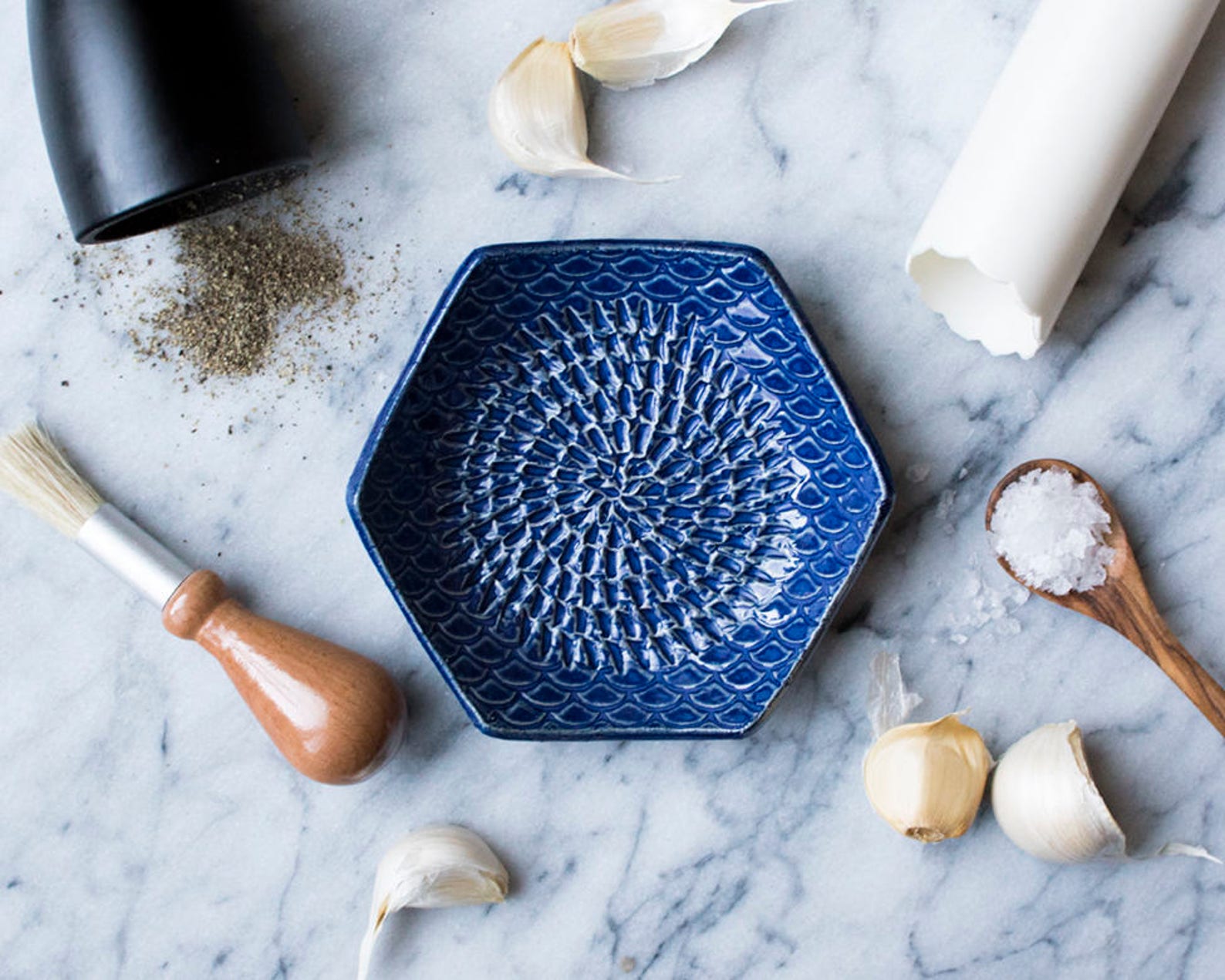 Garlic Grater Blue The Grate Plate Ceramic Grater Etsy