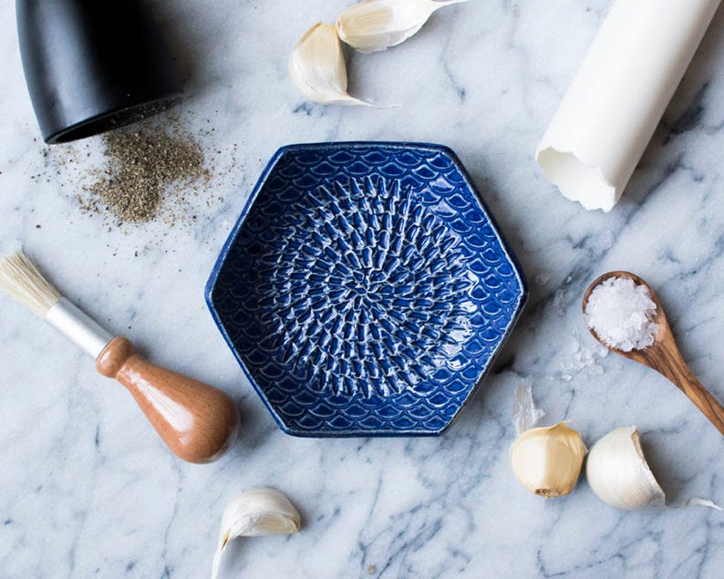 Garlic Grater Blue The Grate Plate Ceramic Grater Etsy