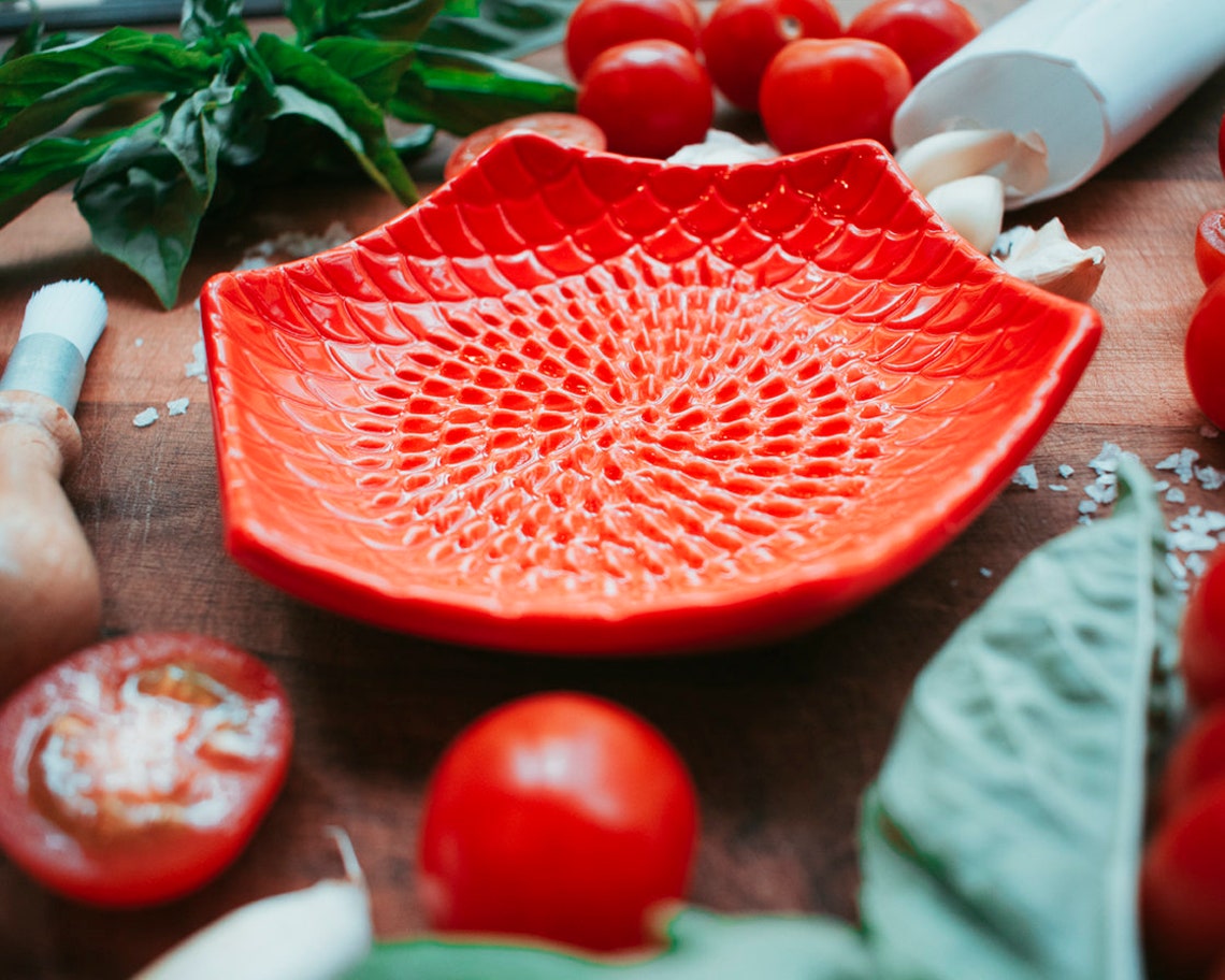 Red the Grate Plate Ceramic Grater 3 Piece Set Ceramic Etsy