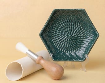 Rallador de ajo de cerámica (3 piezas) - Verde esmeralda