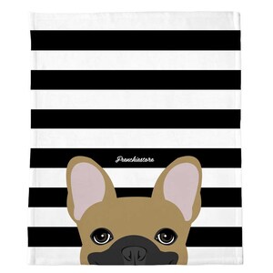 Masked Fawn French Bulldog on Black Stripes | Frenchie Blanket