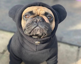 Frenchiestore Organic Dog Frenchie Ear hoodie | Black Panther