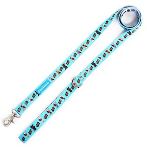Frenchiestore Dog Luxury Leash | This Frenchie loves Mom/Dad in teal and grey