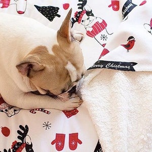 Blanket handrawn Christmas Pattern French Bulldogs