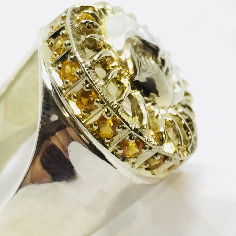 Sun and Moon Silver ring Yellow sapphires