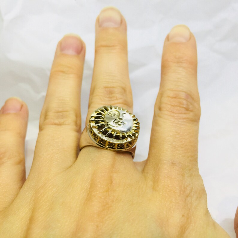 Sun and Moon Silver ring Yellow sapphires