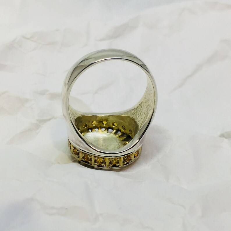 Sun and Moon Silver ring Yellow sapphires