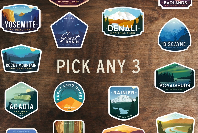 3 Pack of National Park Stickers Mix & Match image 1